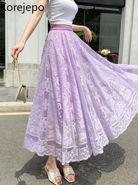 skirts korejepo purple lace style skirt women summer pleated screen temperament big swing bottoms a line length skirts 230511, Black
skirts korejepo purple lace style skirt women summer pleated screen temperament big swing bottoms a line length skirts 230511, Black