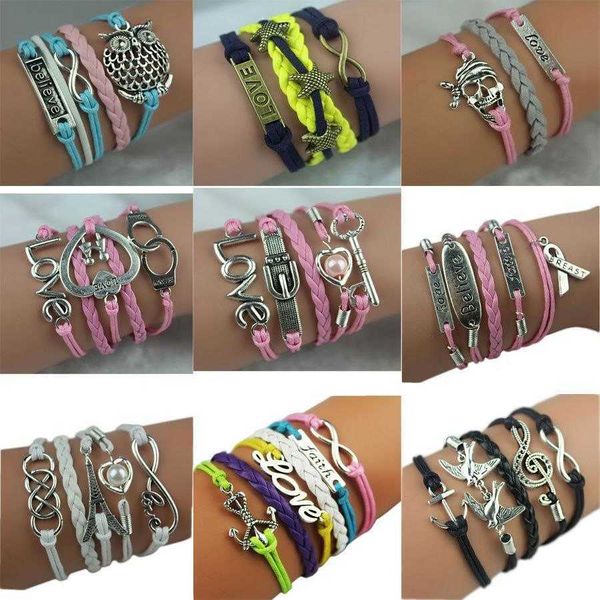 8 word tower peach heart charm multi layer handmade woven diy bracelet, Golden;silver
8 word tower peach heart charm multi layer handmade woven diy bracelet, Golden;silver