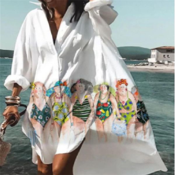 swimwear summer new style beach dwarf independent fashion casual loose collar medium long shirt women's dress, White;black
swimwear summer new style beach dwarf independent fashion casual loose collar medium long shirt women's dress, White;black