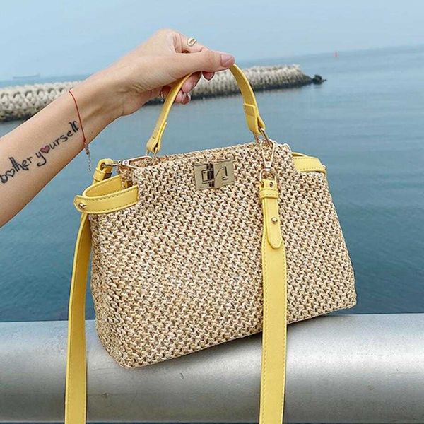 2023 summer women straw handbag brand design luxury weave knit rattan tote bag female casual lock bohemia beach crossbody bag 230511
2023 summer women straw handbag brand design luxury weave knit rattan tote bag female casual lock bohemia beach crossbody bag 230511