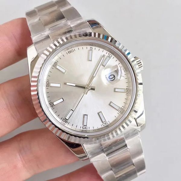 silver dial fluted bezel watch 41mm automatic mechianical wristwatches strap sapphire glass movement mens watches, Slivery;brown
silver dial fluted bezel watch 41mm automatic mechianical wristwatches strap sapphire glass movement mens watches, Slivery;brown