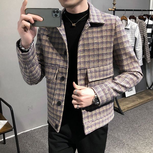 2023 plaid jackets men wool trench coat jacket outwear casual slim fit thicker winter jackets coat s-3xl, Black;brown 
2023 plaid jackets men wool trench coat jacket outwear casual slim fit thicker winter jackets coat s-3xl, Black;brown
