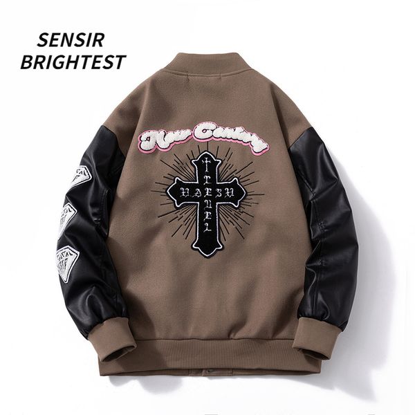 men's jackets baseball suit american retro street loose leather varsity jacket men 230511, Black;brown
men's jackets baseball suit american retro street loose leather varsity jacket men 230511, Black;brown