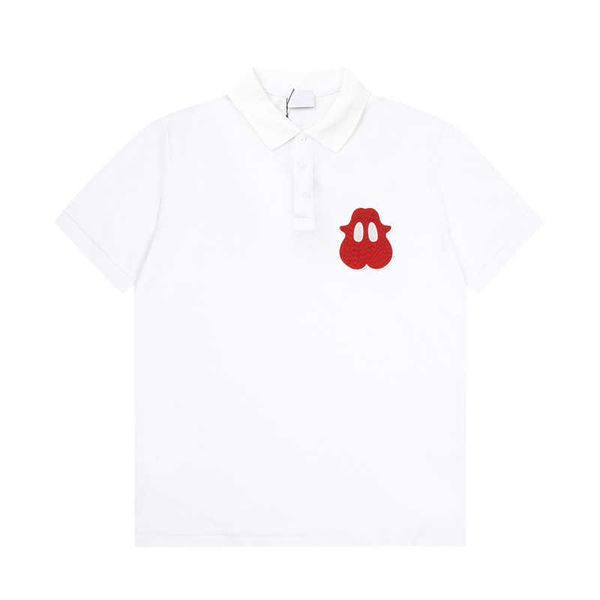 men's polo shirt new designer quality ghost embroidery high street heavyweight thick sense of t-shirt high-grade men's clothing, White;black
men's polo shirt new designer quality ghost embroidery high street heavyweight thick sense of t-shirt high-grade men's clothing, White;black