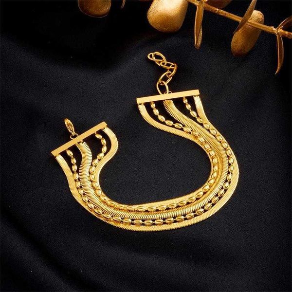 fashion layered retro titanium steel metal chain irregular wide surface design sense punk bracelet, Black 
fashion layered retro titanium steel metal chain irregular wide surface design sense punk bracelet, Black