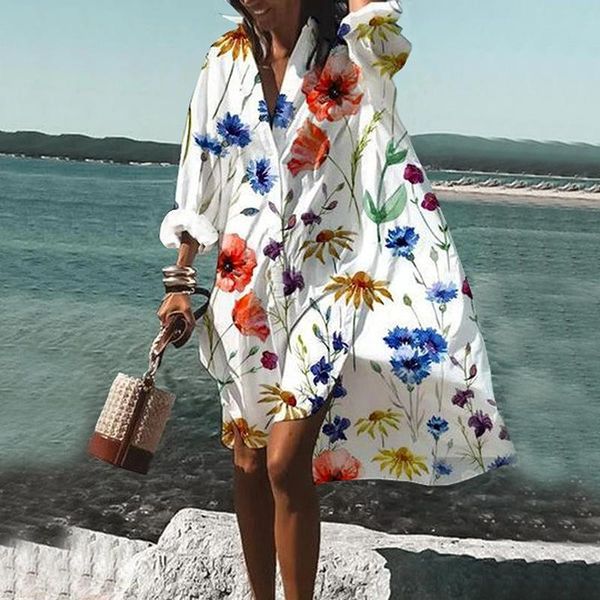 swimwear summer casual women's pattern printed beach holiday blouse coat women's shirt collar pullover women's wear, White;black
swimwear summer casual women's pattern printed beach holiday blouse coat women's shirt collar pullover women's wear, White;black