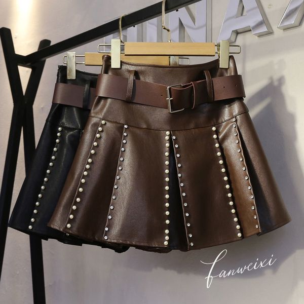 skirts solid color pu leather pleated skirts with belt women fashion high waist mini skirt street beading a-line faux-leather skirt 230511, Black
skirts solid color pu leather pleated skirts with belt women fashion high waist mini skirt street beading a-line faux-leather skirt 230511, Black