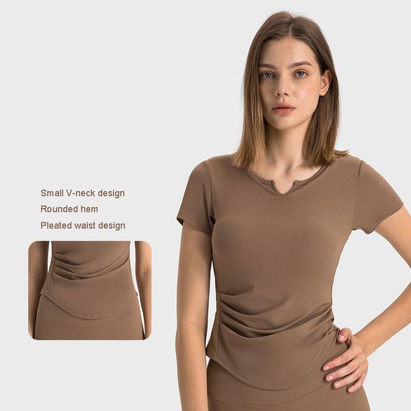 l-386 spr ribbed t-shirt cropped yoga plealed waist small v neck shirts slim fit short-sleeve shirt rounded hem women sweatshirt
l-386 spr ribbed t-shirt cropped yoga plealed waist small v neck shirts slim fit short-sleeve shirt rounded hem women sweatshirt