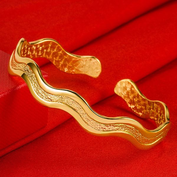women bangle cuff bracelet wave design unique style solid real 18k yellow gold filled fashion lady girls jewelry gift, Black
women bangle cuff bracelet wave design unique style solid real 18k yellow gold filled fashion lady girls jewelry gift, Black