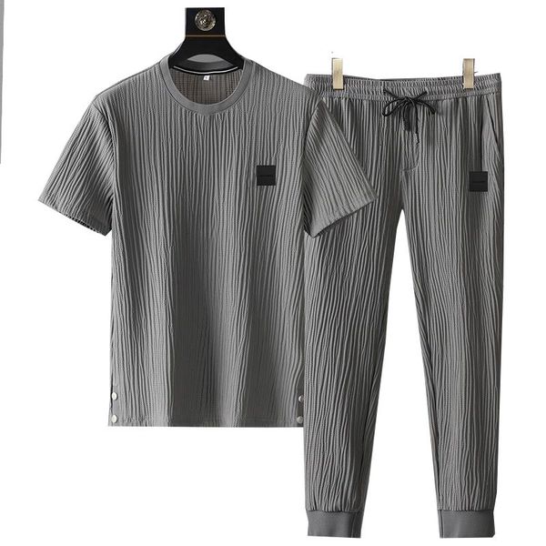 men's tracksuits summer ice silk casual sports suit men's pleated thin t shirt pants two piece set breathable tracksuit cool 23051, Gray
men's tracksuits summer ice silk casual sports suit men's pleated thin t shirt pants two piece set breathable tracksuit cool 23051, Gray
