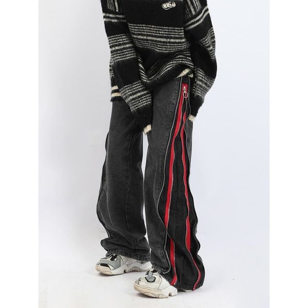 mens jeans hiphop street black red double zipper washed old jean for men summer fashion design hiphop wideleg highwaisted 230511, Blue
mens jeans hiphop street black red double zipper washed old jean for men summer fashion design hiphop wideleg highwaisted 230511, Blue