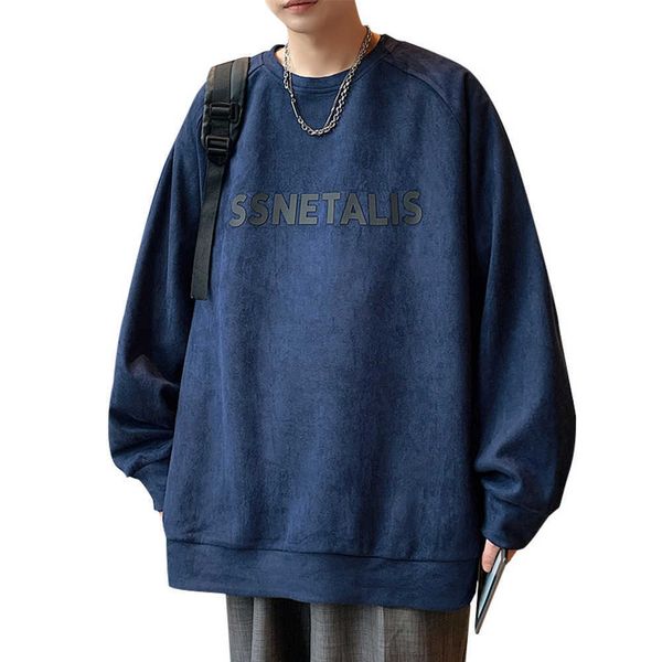 suede round neck sweater spring fashion label loose coat for men's american long sleeved upper, Black
suede round neck sweater spring fashion label loose coat for men's american long sleeved upper, Black