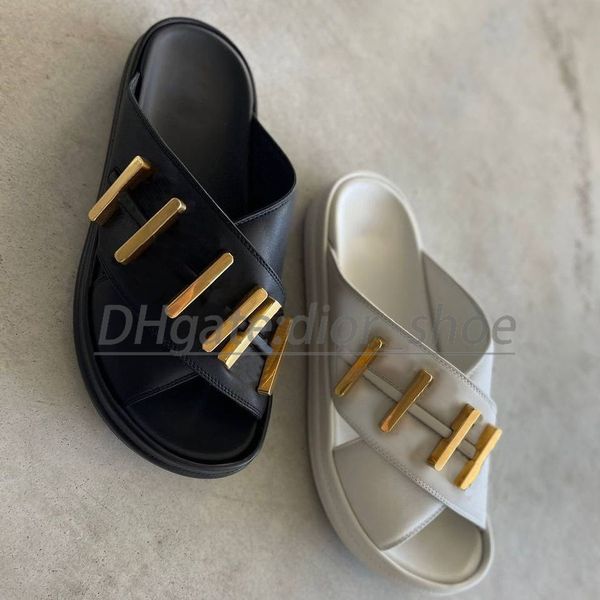 2023 summer women slipper luxury designer leather sandal crossover band slides man golden metal f letter graphy shoes with box, Black
2023 summer women slipper luxury designer leather sandal crossover band slides man golden metal f letter graphy shoes with box, Black