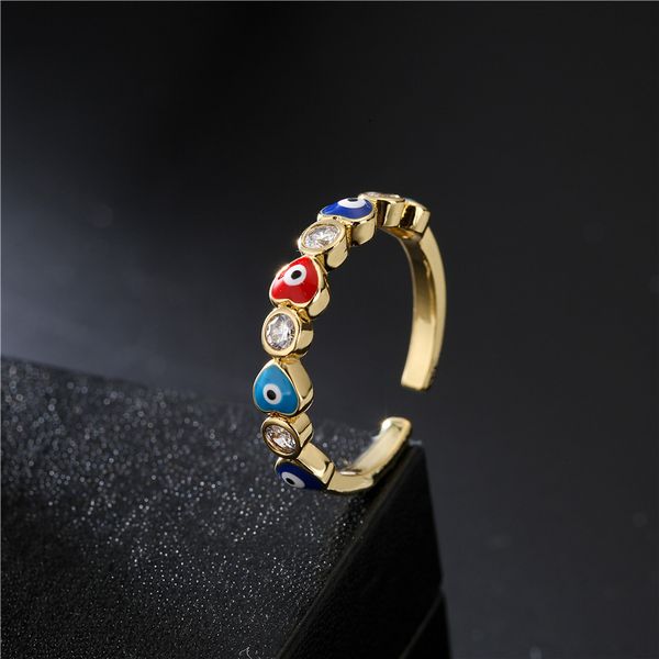 colorful enameled heart evil eye zircon ring gold plated adjustable copper rings jewelry, Silver
colorful enameled heart evil eye zircon ring gold plated adjustable copper rings jewelry, Silver