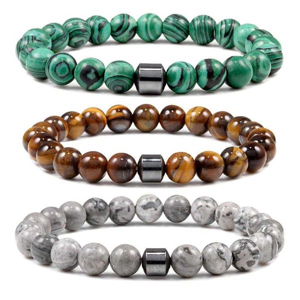 ornament round hematite strands bracelet volcanic rock malachite beaded elastic string, Black
ornament round hematite strands bracelet volcanic rock malachite beaded elastic string, Black