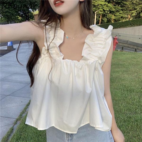women's tanks camis women summer korean style design solid fashion cropped leisure basic loose sweet tender aesthetic fairy all-match 2, White
women's tanks camis women summer korean style design solid fashion cropped leisure basic loose sweet tender aesthetic fairy all-match 2, White