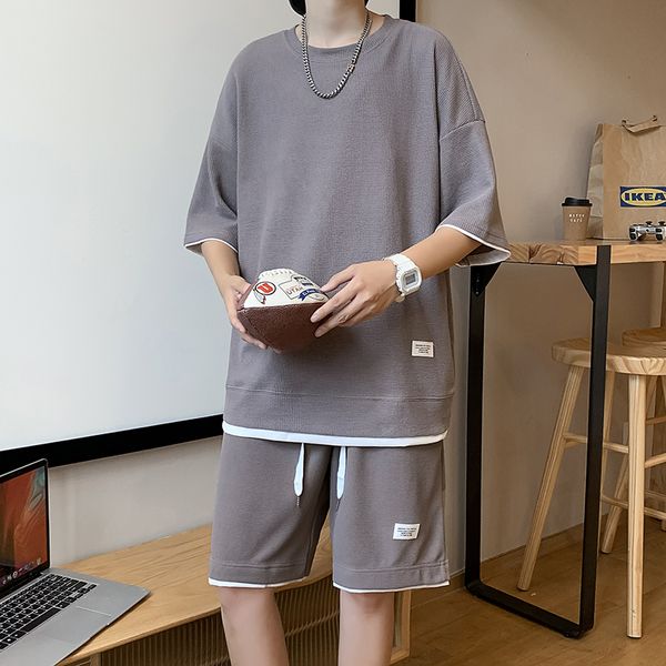 men's tracksuits arrival men's waffle short sleeve t-shirtshorts 2pc set men solid o-neck pulloversshorts suit casual home suits, Gray
men's tracksuits arrival men's waffle short sleeve t-shirtshorts 2pc set men solid o-neck pulloversshorts suit casual home suits, Gray