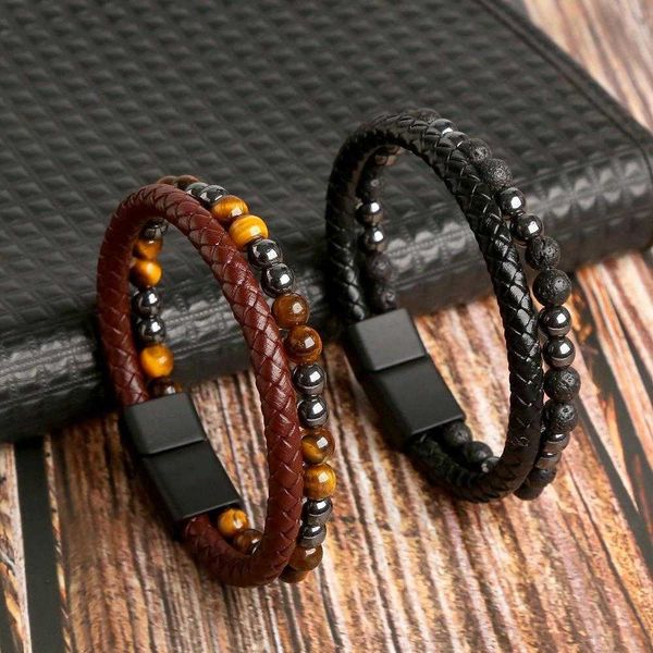 mens ornament strands handmade microfiber woven tiger eye natural stone volcanic rock bracelet leather beaded, Black
mens ornament strands handmade microfiber woven tiger eye natural stone volcanic rock bracelet leather beaded, Black