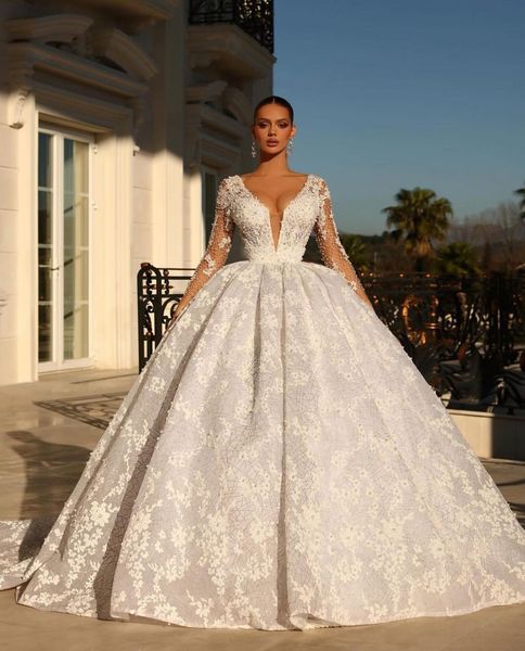 exquisite ball gown wedding dresses v neck long sleeves sequins appliques pearls floor length ruffles lace-up 3d lace flowers bridal gowns p, White
exquisite ball gown wedding dresses v neck long sleeves sequins appliques pearls floor length ruffles lace-up 3d lace flowers bridal gowns p, White