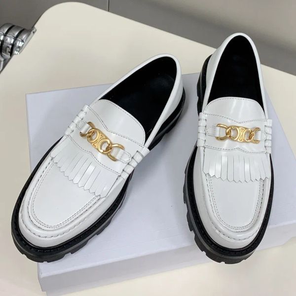 luxury designers flat dress shoe genuine calfskin leather slip on flats women's white margaret shoes triomphe golden chain fringed loaf, Black
luxury designers flat dress shoe genuine calfskin leather slip on flats women's white margaret shoes triomphe golden chain fringed loaf, Black
