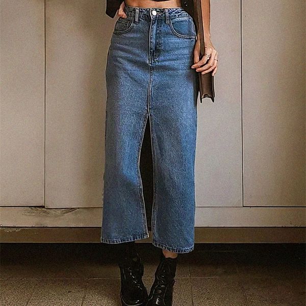 skirts front slit denim woman clothes high waist pockets zipper blue midi skirt femme spring summer vintage casual long jupes 230510, Black
skirts front slit denim woman clothes high waist pockets zipper blue midi skirt femme spring summer vintage casual long jupes 230510, Black