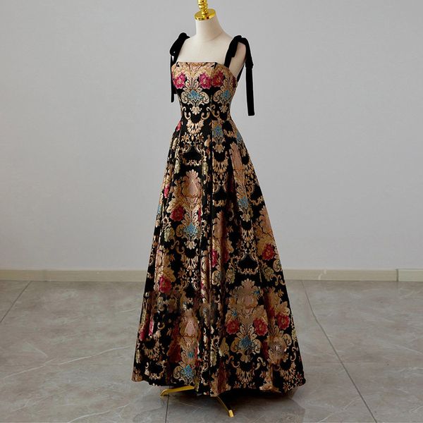 party dresses jacquard fabric evening spaghetti strap aline gown vintage elegant dress plus size abendkleider 230510, White;black
party dresses jacquard fabric evening spaghetti strap aline gown vintage elegant dress plus size abendkleider 230510, White;black