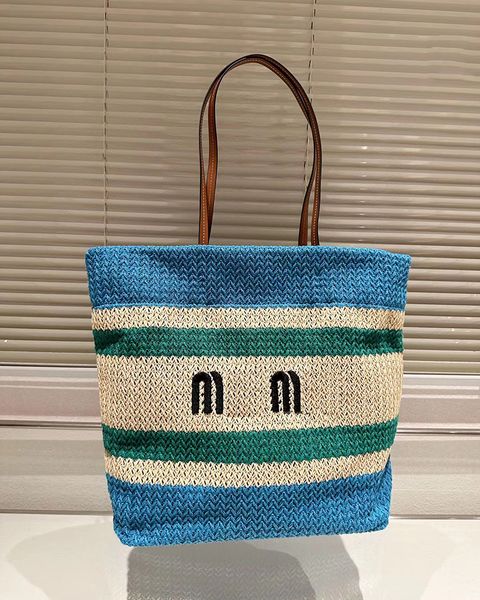 2023 summer new shoulder beach bags totes handbags designer women weave straw bag fashion blue beige stripe shopping purses large capacity
2023 summer new shoulder beach bags totes handbags designer women weave straw bag fashion blue beige stripe shopping purses large capacity