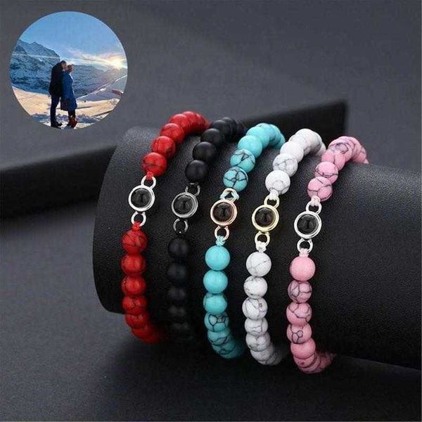 100 languages titanium strands steel projection customized picture bracelet couple beaded white turquoise, Black
100 languages titanium strands steel projection customized picture bracelet couple beaded white turquoise, Black