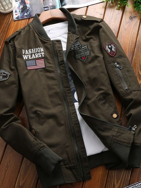 men's jackets bomber fashion casual windbreaker coat spring and autumn outwear stand slim military embroidery 230511, Black;brown
men's jackets bomber fashion casual windbreaker coat spring and autumn outwear stand slim military embroidery 230511, Black;brown