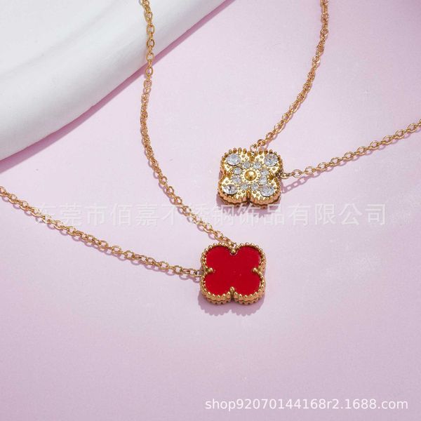 diamond pendant steel clover double-sided necklace for women 18k korean classic versatile collarbone chain and luxurious feeling, Silver
diamond pendant steel clover double-sided necklace for women 18k korean classic versatile collarbone chain and luxurious feeling, Silver