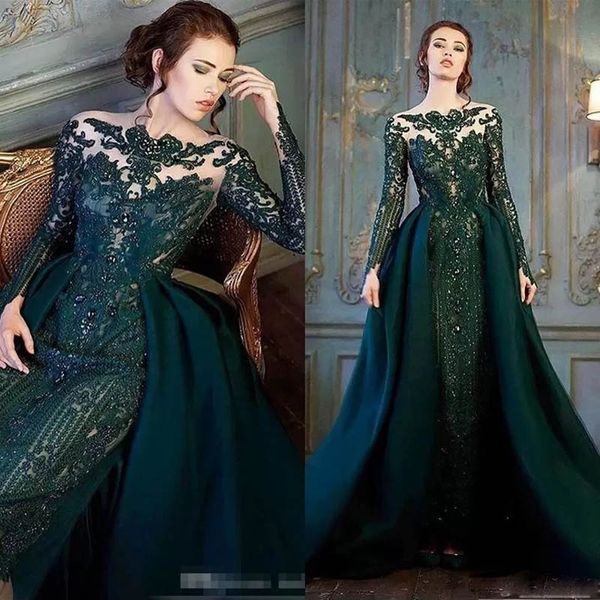 dark green beaded lace formal evening dresses with long sleeve luxurious evening gown arabic crystal womens dresses with a line train, Black;red
dark green beaded lace formal evening dresses with long sleeve luxurious evening gown arabic crystal womens dresses with a line train, Black;red