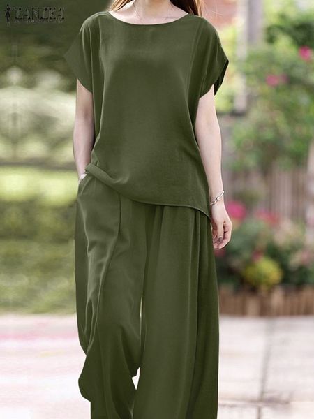 women's two piece pants zanzea oversized summer trousers suits 2pcs women matching sets fashion short sleeve blouse wide leg pants sets, White
women's two piece pants zanzea oversized summer trousers suits 2pcs women matching sets fashion short sleeve blouse wide leg pants sets, White