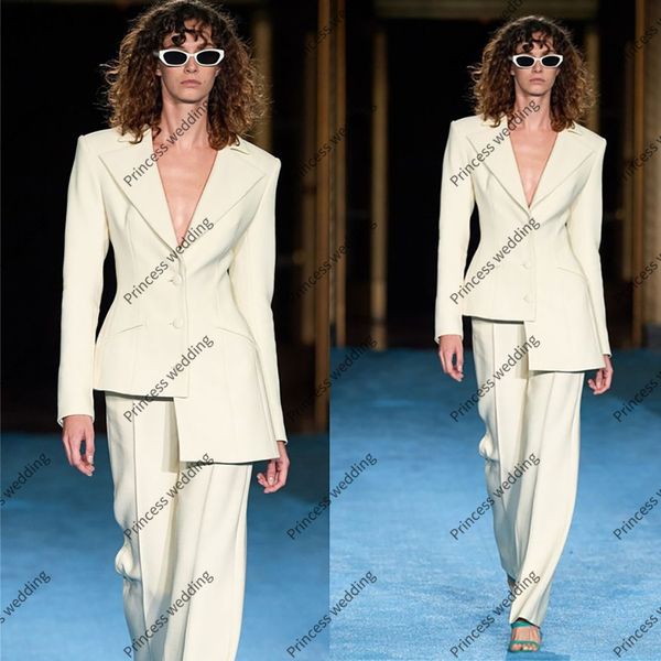 ivory women pants suits set 2 pcs custom made straight pants fashion single breasted irregular hem formal office prom wear, Black;red 
ivory women pants suits set 2 pcs custom made straight pants fashion single breasted irregular hem formal office prom wear, Black;red