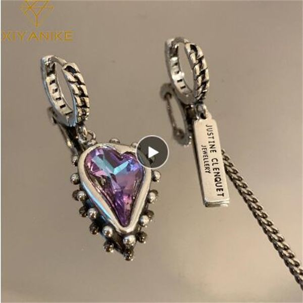 fashion europe and america vintage earrings purple crystal heart symmetric pendant earrings women's fashion jewelry gift party ae748, Silver
fashion europe and america vintage earrings purple crystal heart symmetric pendant earrings women's fashion jewelry gift party ae748, Silver