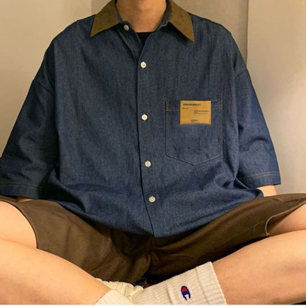 men's casual shirts gmiixder thin denim shirt preppy cool shortsleeved blouse 2023ss vintage contrast stitching japan urban versatile 2, White;black
men's casual shirts gmiixder thin denim shirt preppy cool shortsleeved blouse 2023ss vintage contrast stitching japan urban versatile 2, White;black