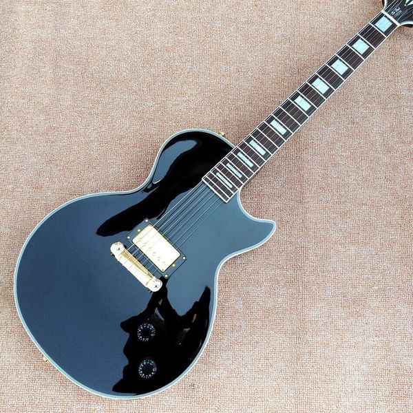 customized black electric guitar mahogany fingerboard gold hardware mahogany