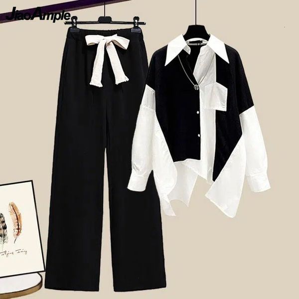women's two piece pants women's fashion set spring autumn splicing shirtelastic waist wide leg pants two piece korean chic blouse, White
women's two piece pants women's fashion set spring autumn splicing shirtelastic waist wide leg pants two piece korean chic blouse, White