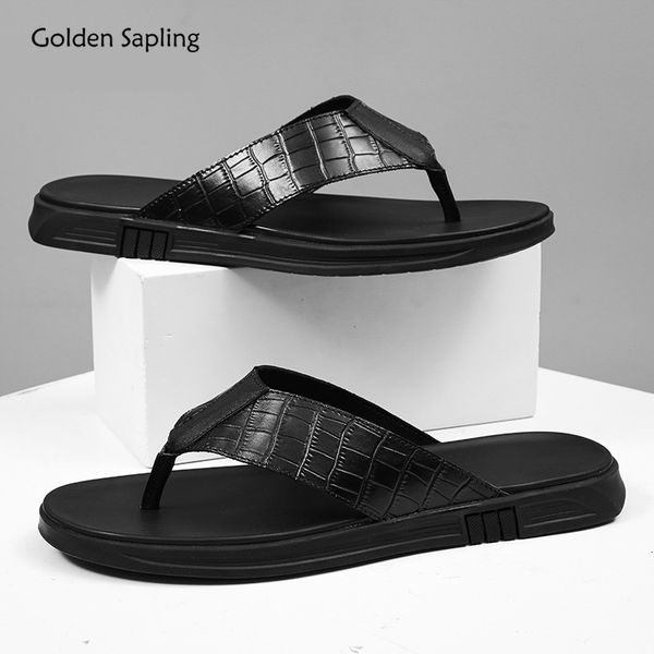 slippers golden sapling classics flip flops fashion men's genuine leather casual shoes men breathable summer beach leisure flats 230510, Black
slippers golden sapling classics flip flops fashion men's genuine leather casual shoes men breathable summer beach leisure flats 230510, Black
