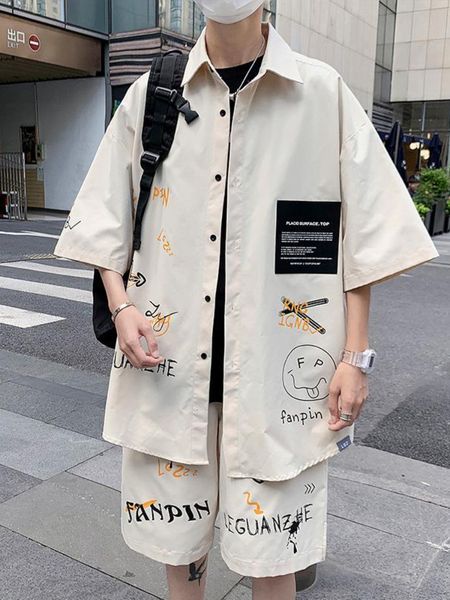 men's tracksuits gmiixder graffiti shirt set men summer fashion short sleeve shorts sport casual trend korean high street handsome 2pcs, Gray
men's tracksuits gmiixder graffiti shirt set men summer fashion short sleeve shorts sport casual trend korean high street handsome 2pcs, Gray