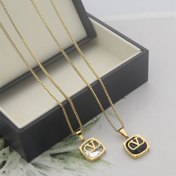 luxury pendant necklace titanium steel jewelry wholesale v-shaped square black white diamond necklace, Silver
luxury pendant necklace titanium steel jewelry wholesale v-shaped square black white diamond necklace, Silver