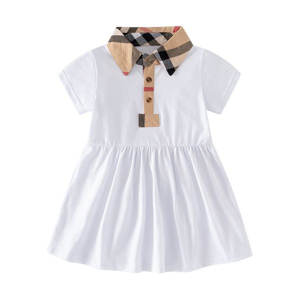 

Summer Kids Baby Girls Short Sleeve Plaid Knee-length Dresses Children Cute Clothing Princess Dress, Beige