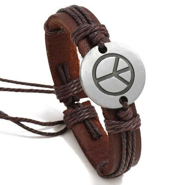 ornament personality vintage weave leather bracelet peace sign pull adjustment wristband, Golden;silver
ornament personality vintage weave leather bracelet peace sign pull adjustment wristband, Golden;silver