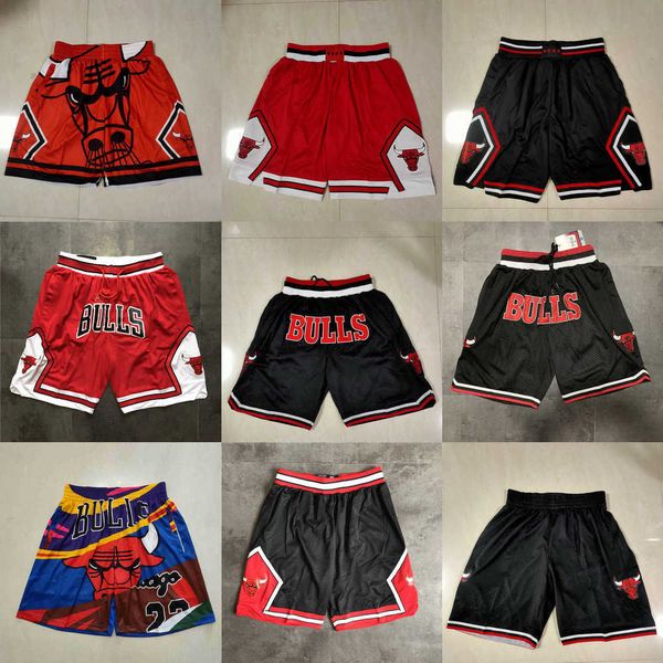 2023 chicago''bulls''men throwback basketball shorts pocket red black