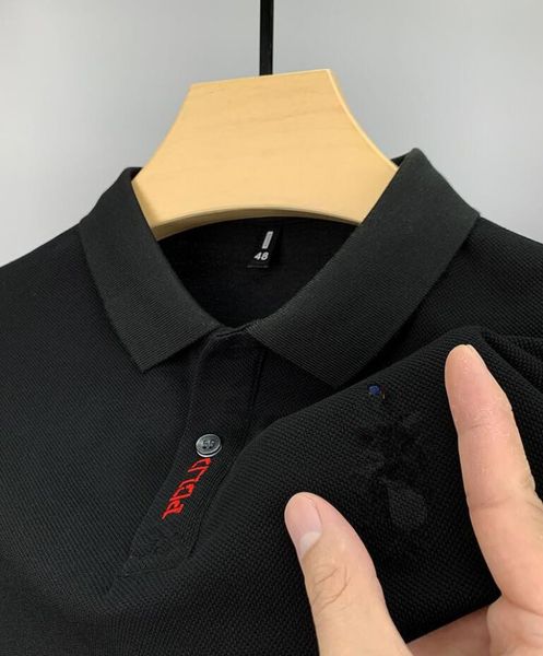 2023 summer men's polo shirt lapel short sleeve loose simple light luxury top, White;black
2023 summer men's polo shirt lapel short sleeve loose simple light luxury top, White;black