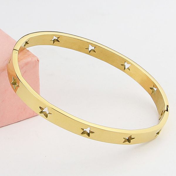 bangle fashion jewelry hollow 10 star bracelets bangle stainless steel rose gold and silver color love brand bangle for women 230511, Black 
bangle fashion jewelry hollow 10 star bracelets bangle stainless steel rose gold and silver color love brand bangle for women 230511, Black