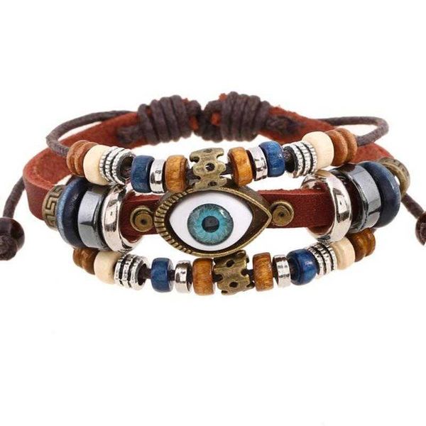 ornament beaded strand eyes cattle leather bracelet adjustable mens and womens jewelry, Black
ornament beaded strand eyes cattle leather bracelet adjustable mens and womens jewelry, Black