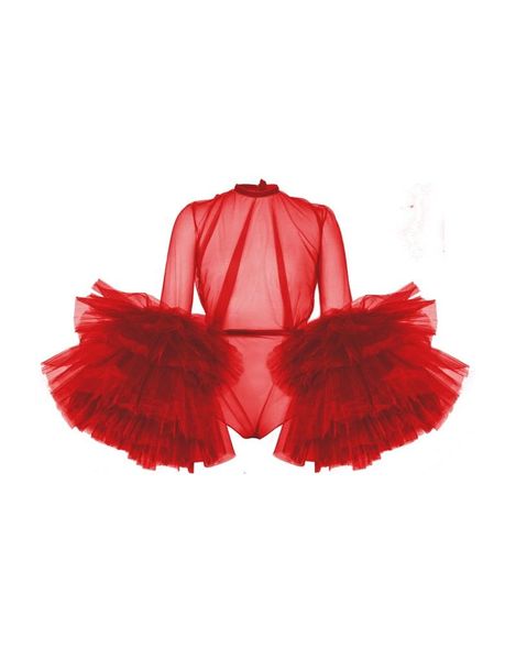 swimwear see thru red women jumpsuit with puffy full sleeves ruffles tiered tulle rompers womens beach party short tulle, White;black
swimwear see thru red women jumpsuit with puffy full sleeves ruffles tiered tulle rompers womens beach party short tulle, White;black