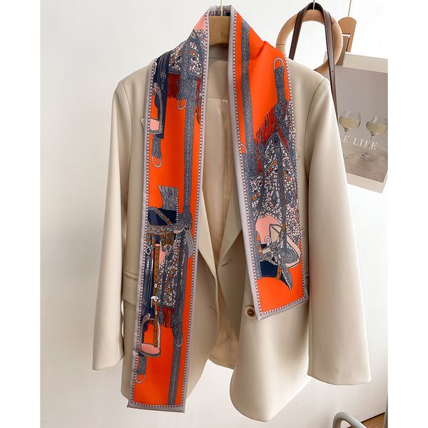 designer letters print floral silk scarf headband for women fashion long handle bag scarves paris shoulder tote luggage ribbon head wraps 14, Blue;gray
designer letters print floral silk scarf headband for women fashion long handle bag scarves paris shoulder tote luggage ribbon head wraps 14, Blue;gray