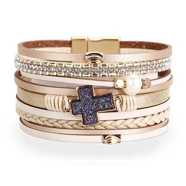 jewelry ornament bohemian multi layer bracelet woven leather cross inlaid pearl, Golden;silver
jewelry ornament bohemian multi layer bracelet woven leather cross inlaid pearl, Golden;silver
