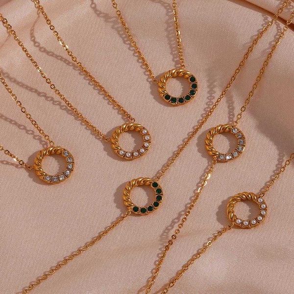 ins fashion simple special interest light bracelet ornament stainless steel twist circle semi inlaid pendant necklace for women, Golden;silver
ins fashion simple special interest light bracelet ornament stainless steel twist circle semi inlaid pendant necklace for women, Golden;silver